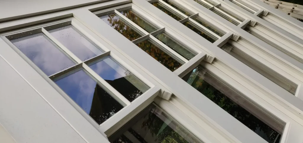 Ridgewood home with traditional white-framed window cleaning